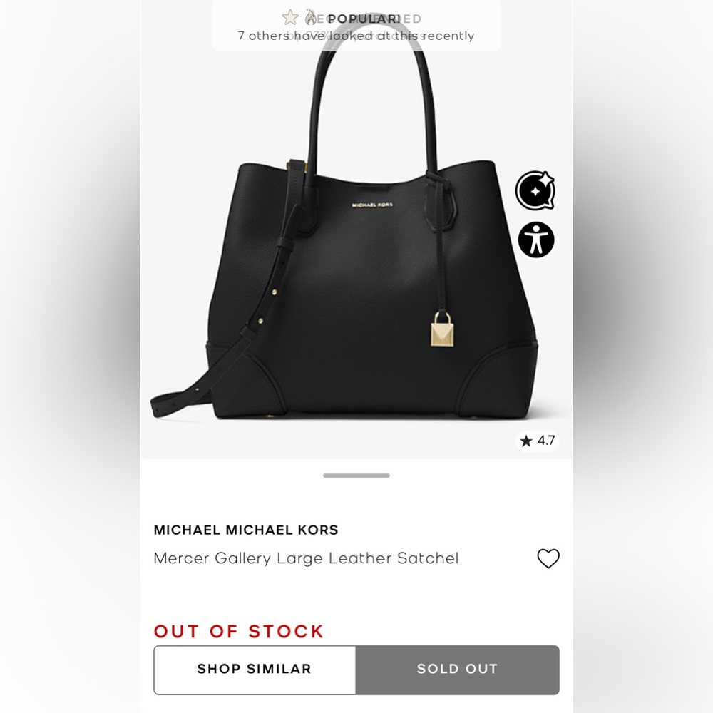 USED ONCE Michael Kors Mercer Gallery Large Leather Satchel w/ tags tissue & bag - Picture 6 of 12